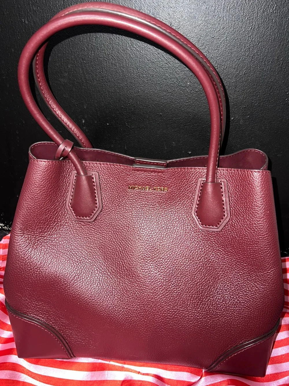Michael Kors Mercer Gallery Medium Leather Satchel in Oxblood